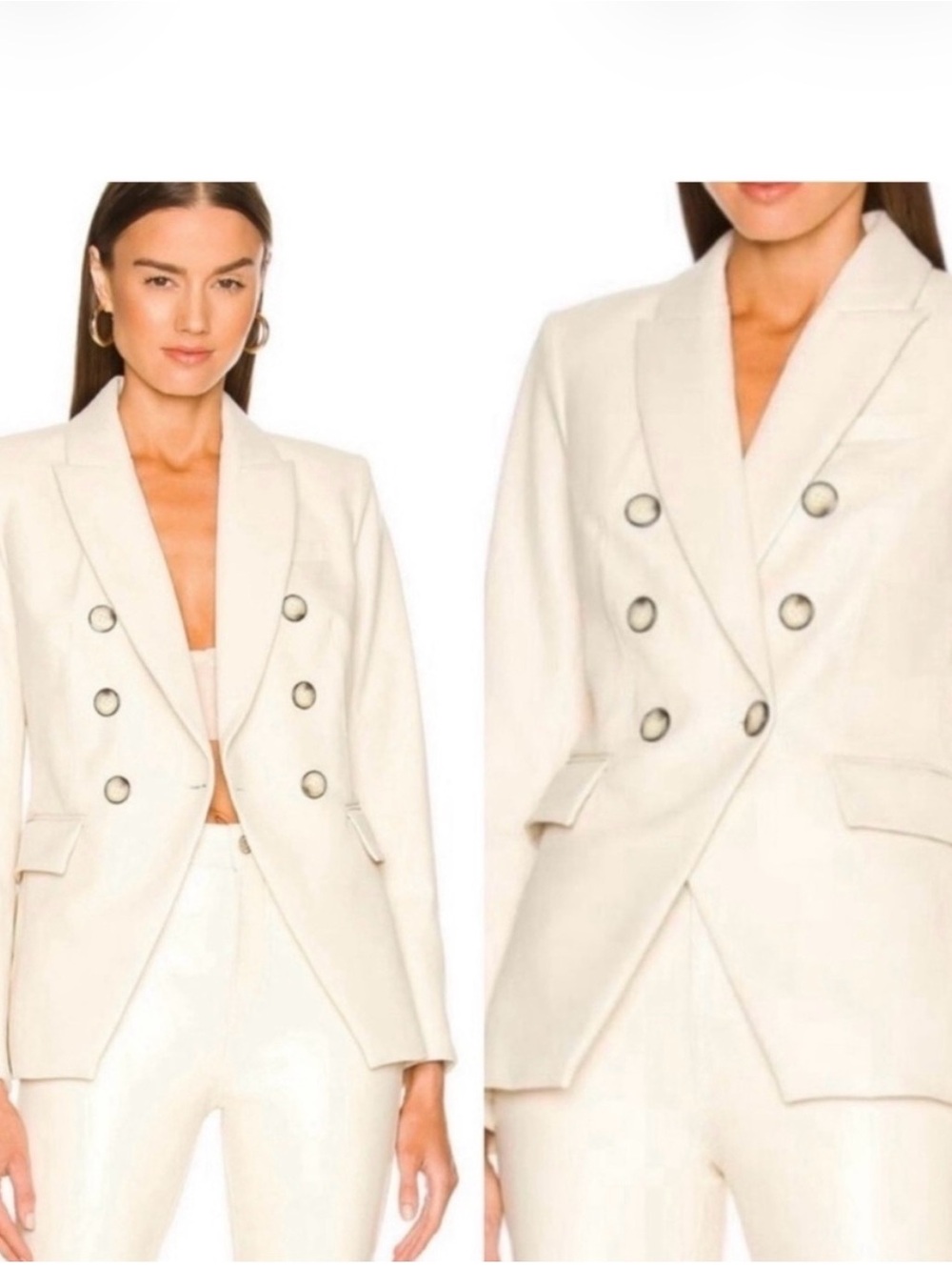 Veronica Beard Cream Leather Convertible Blazer size 4